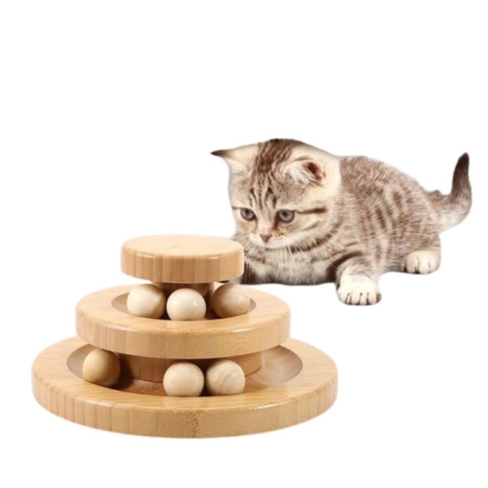 Interactive Wooden Cat Toy Cat Toys for Indoor Cat with Cat Toy Balls